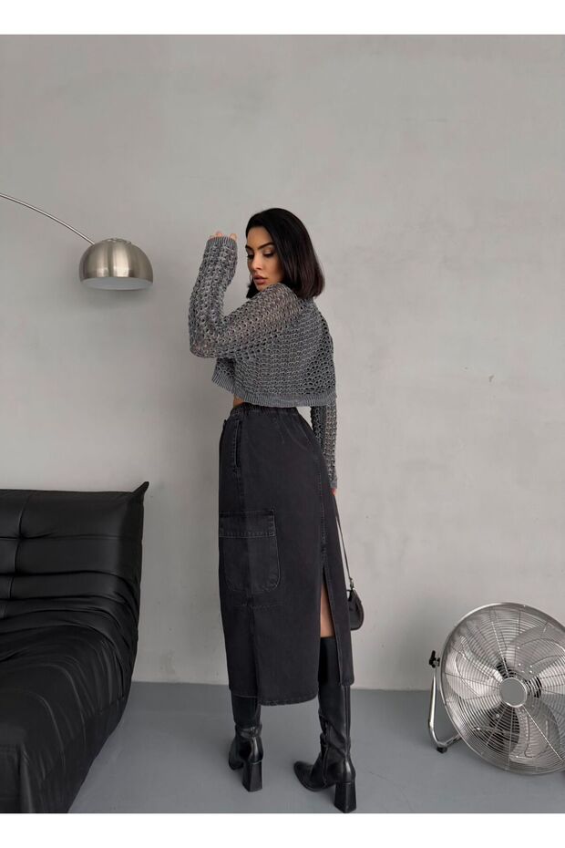 DUŠENA MAXI JEANS SUKNJA SA ELASTIČNIM STRUKOM - 4