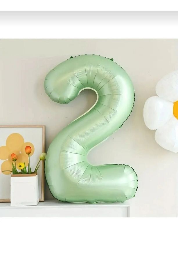YEŞİL  RETRO SAYI BALON 2 YAŞ PARTİ - 1