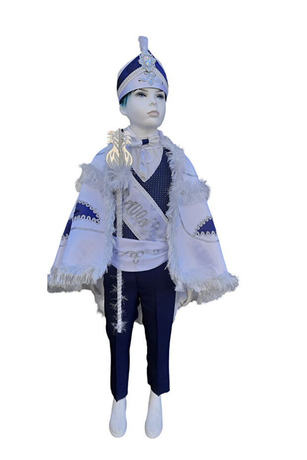 Denbu Textile Circumcision Clothing 9 Pieces White-Navy