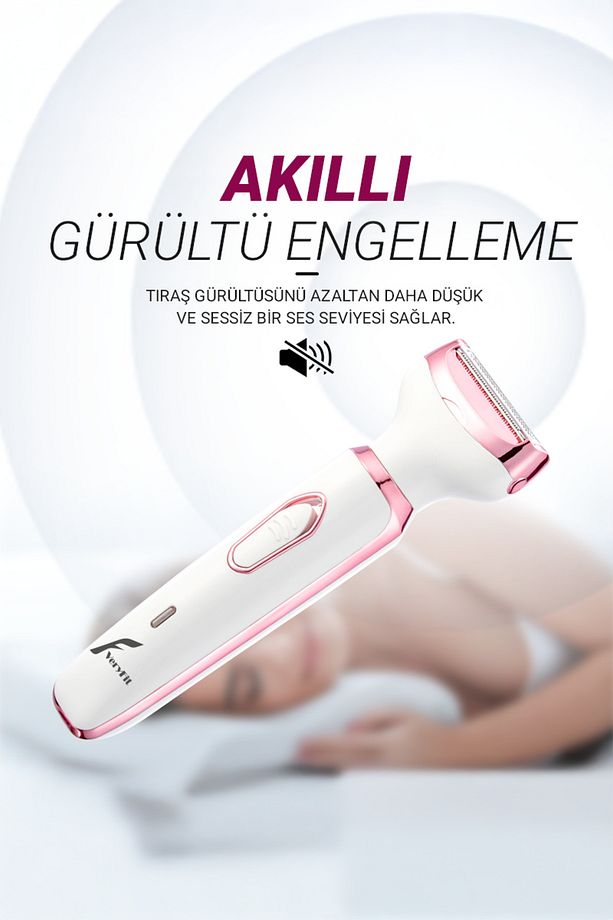 RF-3028  Epilatör 4 in 1 Arada Epilasyon Cihazı - Şarjlı  Tıraş Makinesi Kaş Burun Tüm Vücut Seti - 8