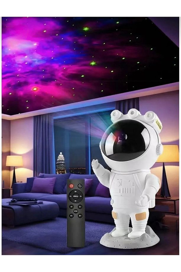 Astronot Projektör Led Işık Lazer Galaxy 360 Yıldız Projeksiyon Aurora Bulutsusu Çocuk Gece Lambası - 3