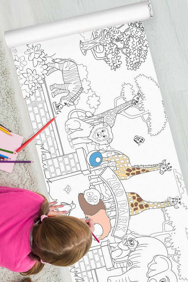 Yeni nesil boyama kağıdı 2 metre dev boy hayvanat bahçesi temalı - 1