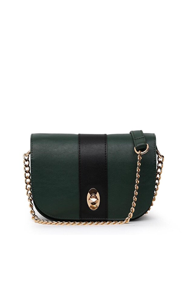 Della Shoulder Bag Green Black Striped