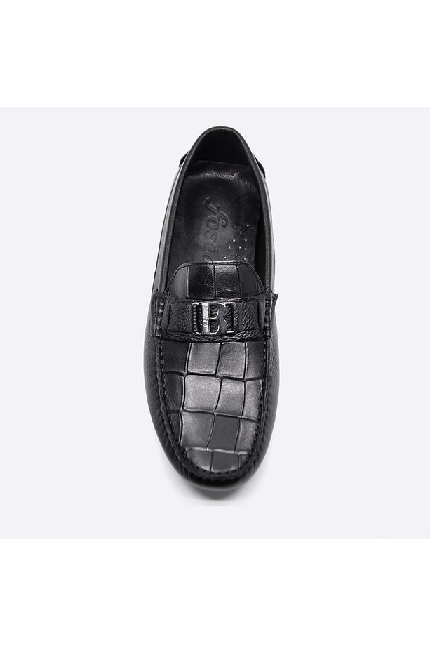 Yazlık Loafer Erkek Ayakkabı Siyah Kroko 9848 - 6