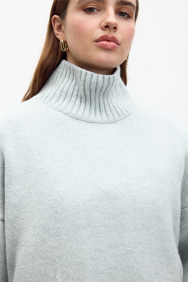 OVERSIZE YUMUŞAK KAZAK MAVİ - 4