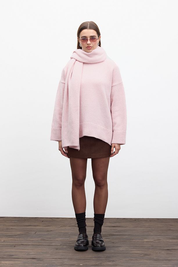 OVERSIZE YUMUŞAK KAZAK PEMBE - 2