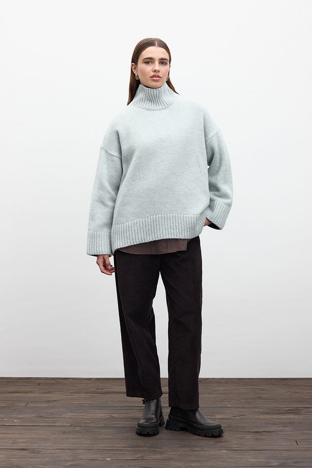 OVERSIZE YUMUŞAK KAZAK MAVİ - 6