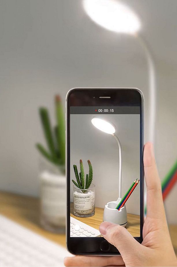 3 Renk Şarjlı 24 Led Çalışma Okuma Işığı Kademeli Masa Lambası Ayarlanabilir Renk Tonu Ve Parlaklık - 2