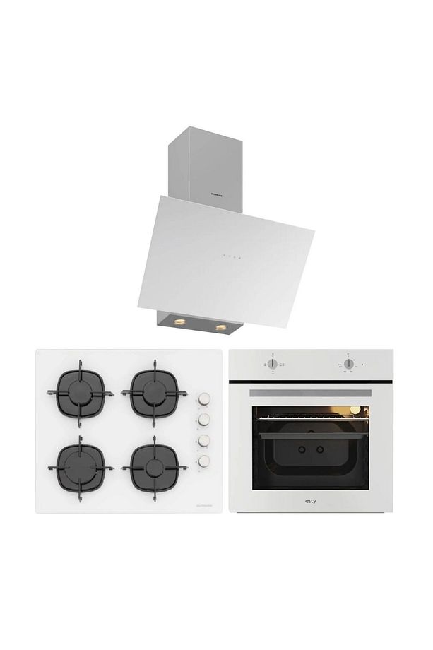 Esty Karma Ankastre Set  ( Esty AEF6601W04 - CS5335W02 - 3481 Flam Beyaz ) - 1