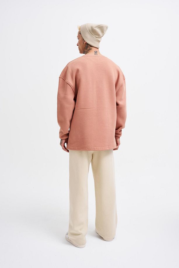 Erkek Baggy Oversize Açık Bej Eşofman Altı - 5