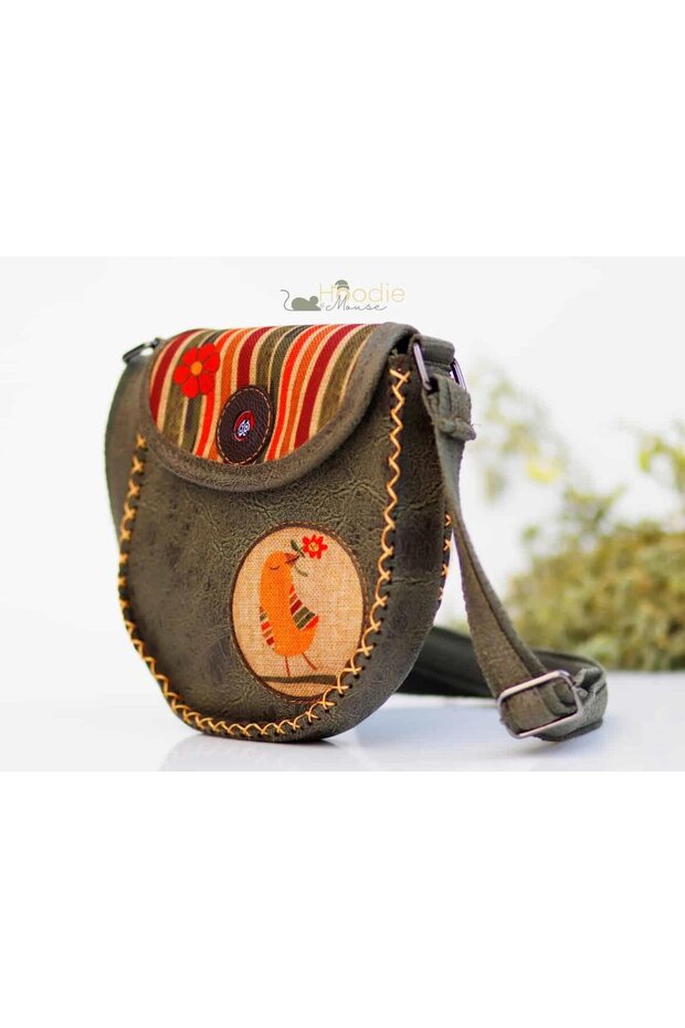 Bird Figured Cross Braided Handbag Ethnic Bohemian Style - Green
