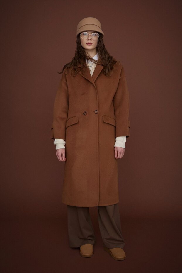 100% Wool Oversize Brown Coat