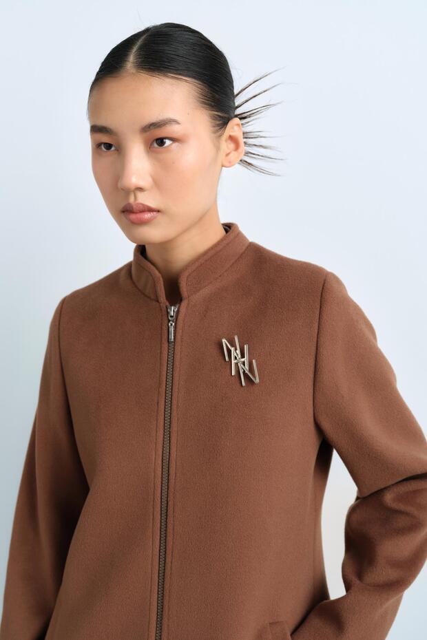 Fermuarlı Basic Kaban Kahve - 3