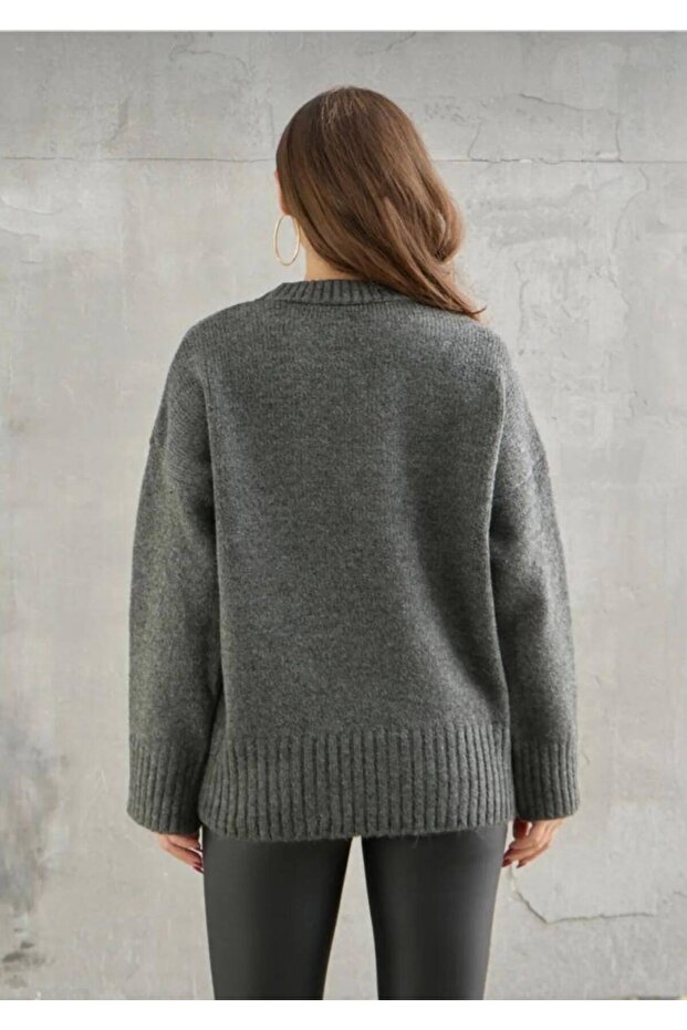 Oversize Basic Knitting Sweater - 3