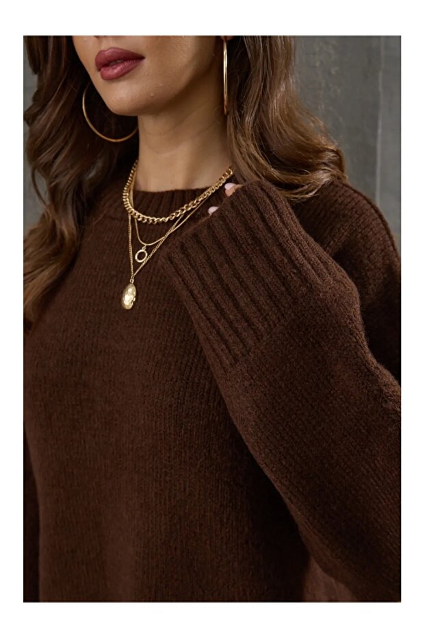 Oversize Basic Knitting Sweater - 4