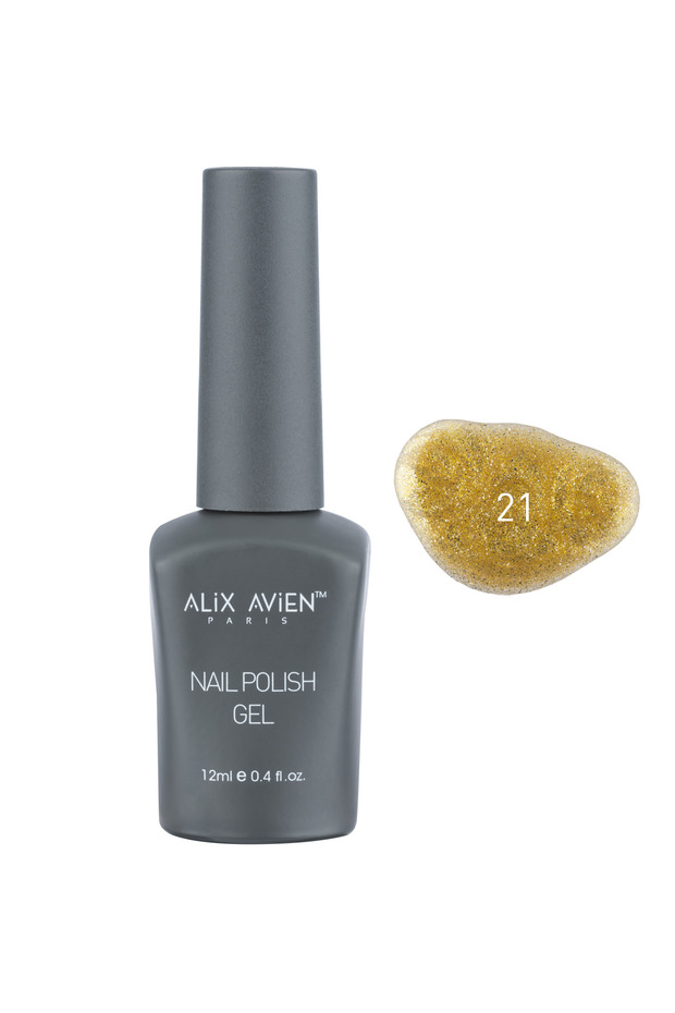 UV Kalıcı Sarı Simli Jel Oje 21 - Gel Polish - 12 ml - 1