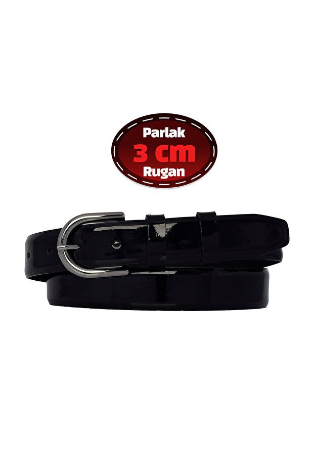 100% Genuine Leather, 3 cm Black Patent Leather Classic Belt for Women, Business, Business Women, Fabric, Tooling Belt-R21