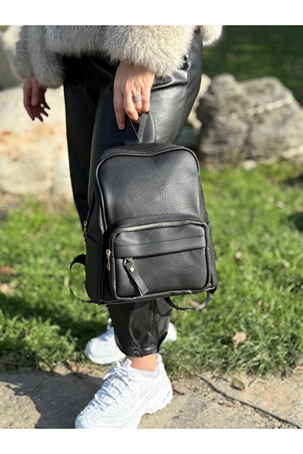 Black Multi-Compartment Women's Backpack - 4