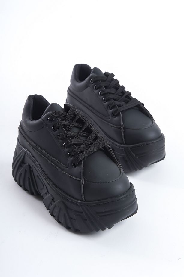 Gemma Platform Yüksek Taban Spor Ayakkabı Kadın Siyah Sneaker - 4