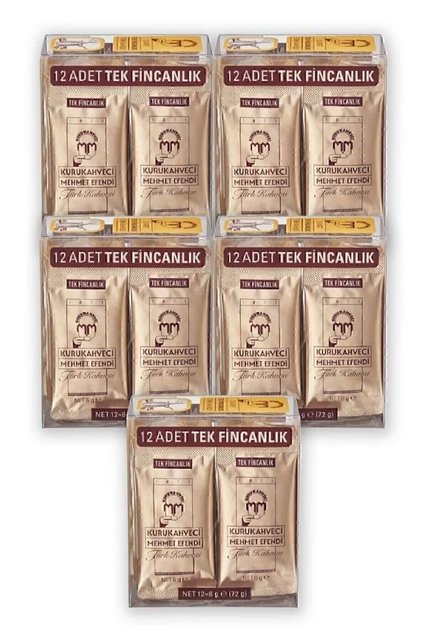 Kuru kahveci Mehmet Efendi Türk Kahvesi Tek Fincanlık 12x6 Gr X5 Paket (5 Paket içerisinde 60 Adet) - 1