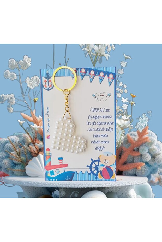 20Pcs Tooth Wheat Gift Heart Keychain Teddy Bear Card Tooth Gift Souvenir My First Tooth Came Out Teddy Bear