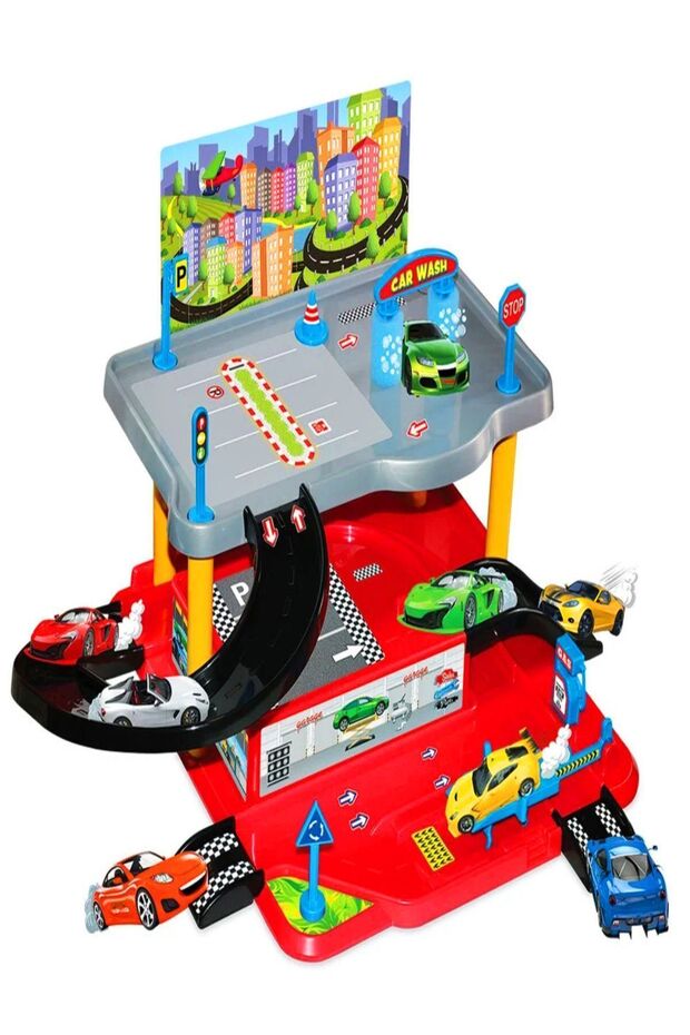 2 Storey Toy Garage Set Track - Car Parking - Station Car Play Set -Dede - 7