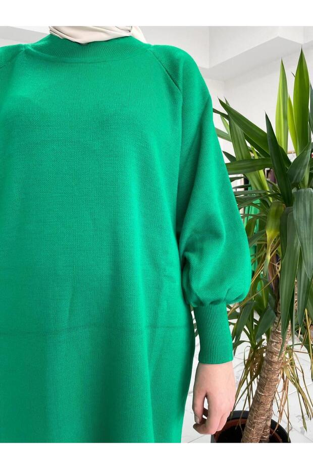 Yeşil Çelik Örme Elbise - 1