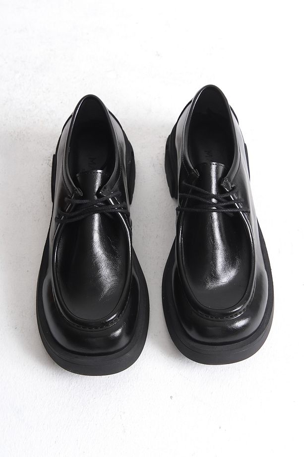 Kadın Loafer Makosen Bağcıklı Kalın Taban Günlük Ayakkabı Forel Siyah - 7