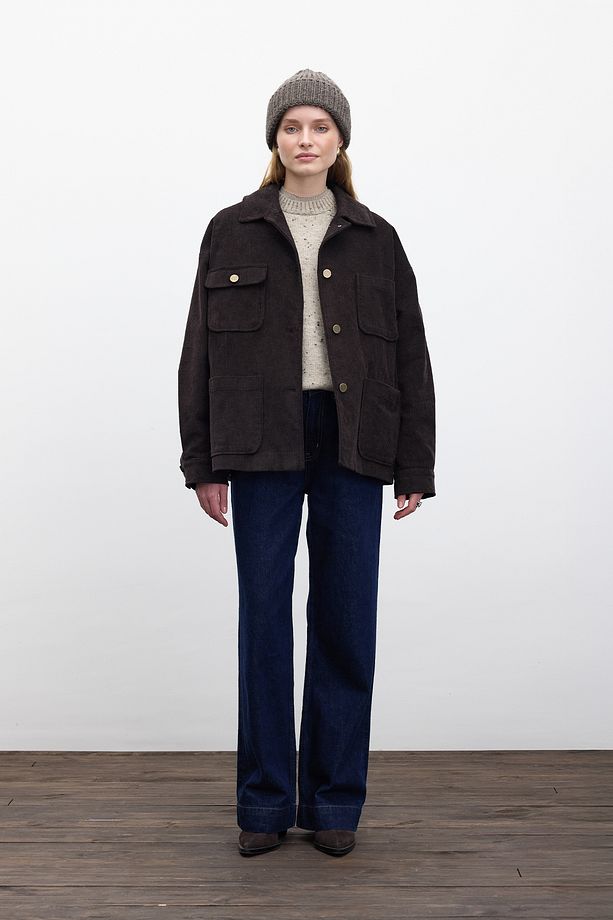 FİTİLLİ KADİFE OVERSIZE CEKET ACI KAHVE - 3