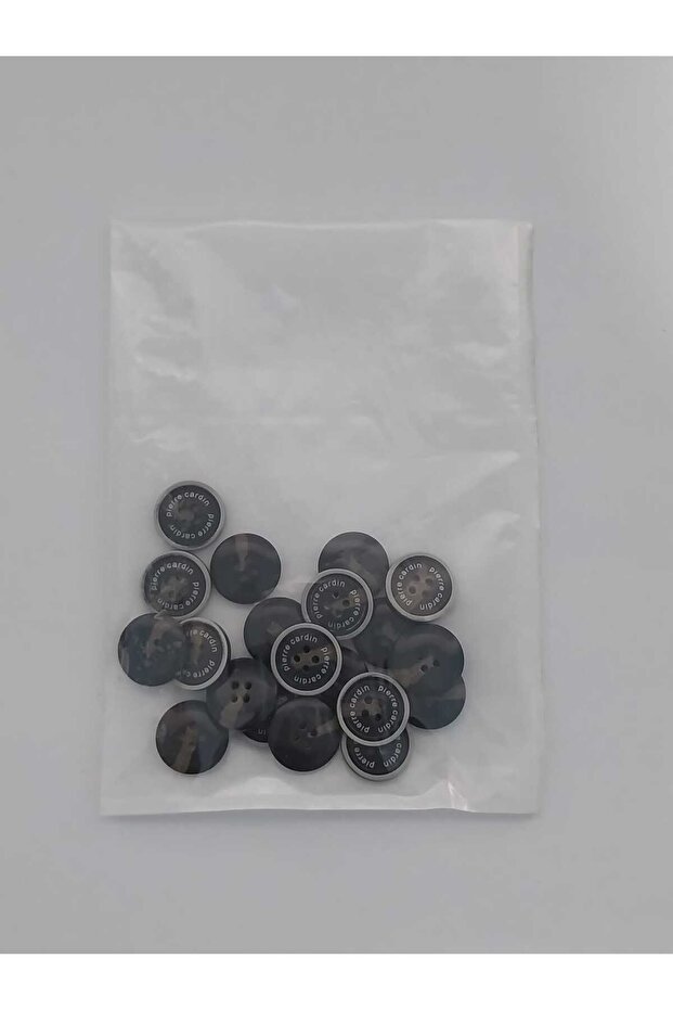 زر بوليستر منقوش بني غامق قطر 2 سم 20 قطعة. - 4