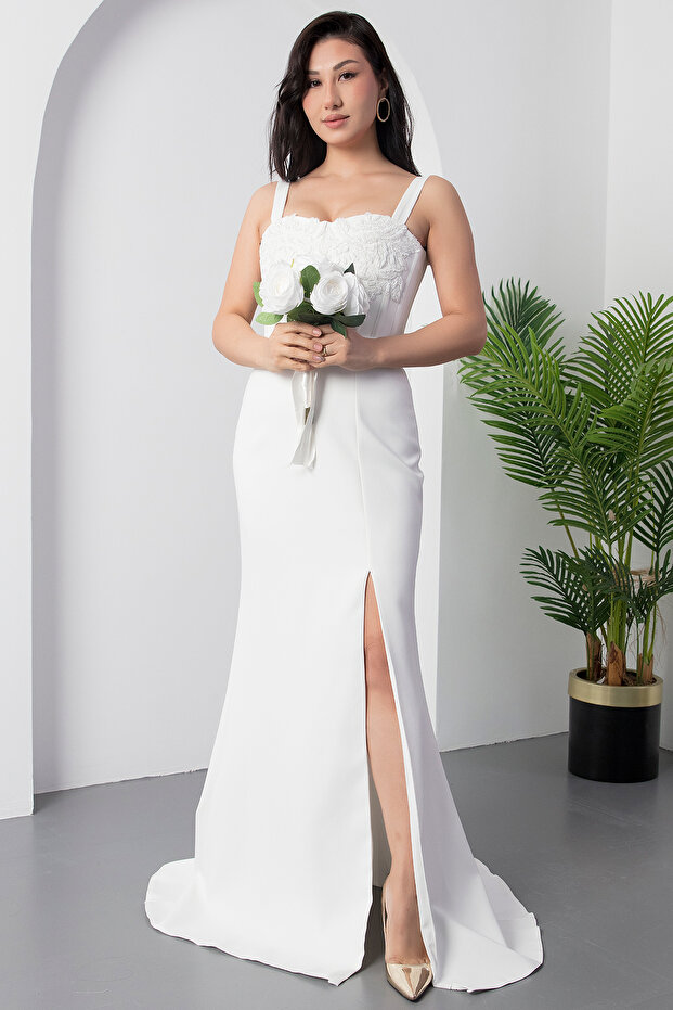 Göğüs Boncuk İşlemeli Abiye Elbise ECR5164 - 4