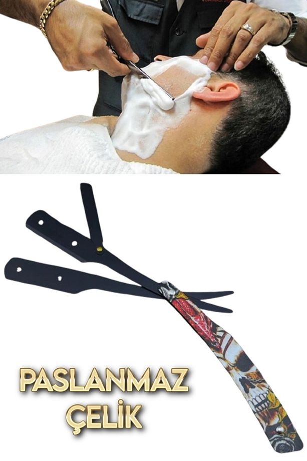 Ergonomik Siyah Profesyonel Berber Usturası Saç Sakal Ustura XUS902 - 8