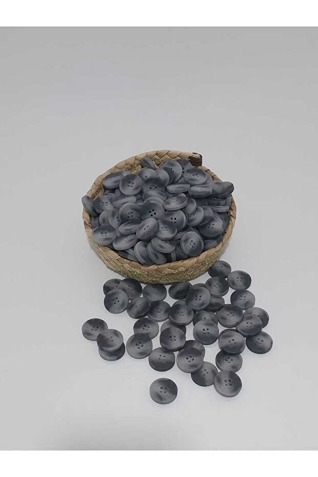 زر بوليستر منقوش باللون الرمادي بقطر 2.5 سم 15 قطعة. - 1