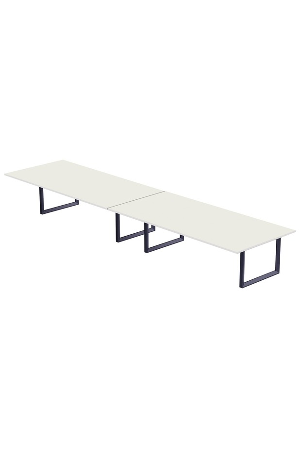 136 BLK Wooden Dining Table Loop-Leg, 10-Seater for Kitchen- 360cm, Premium White