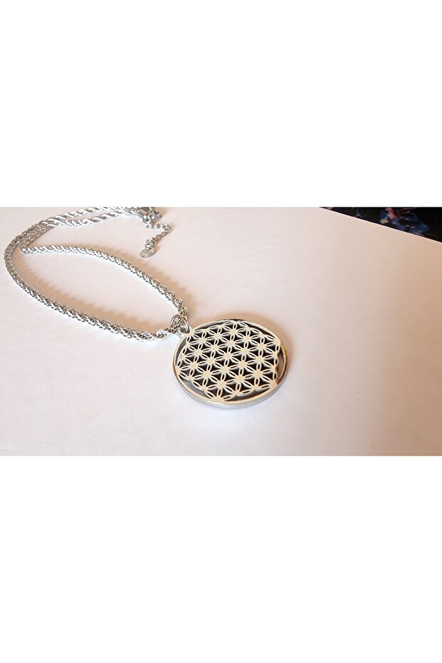 Yaşam Çiçeği Sembolü Çelik Kolye - 2