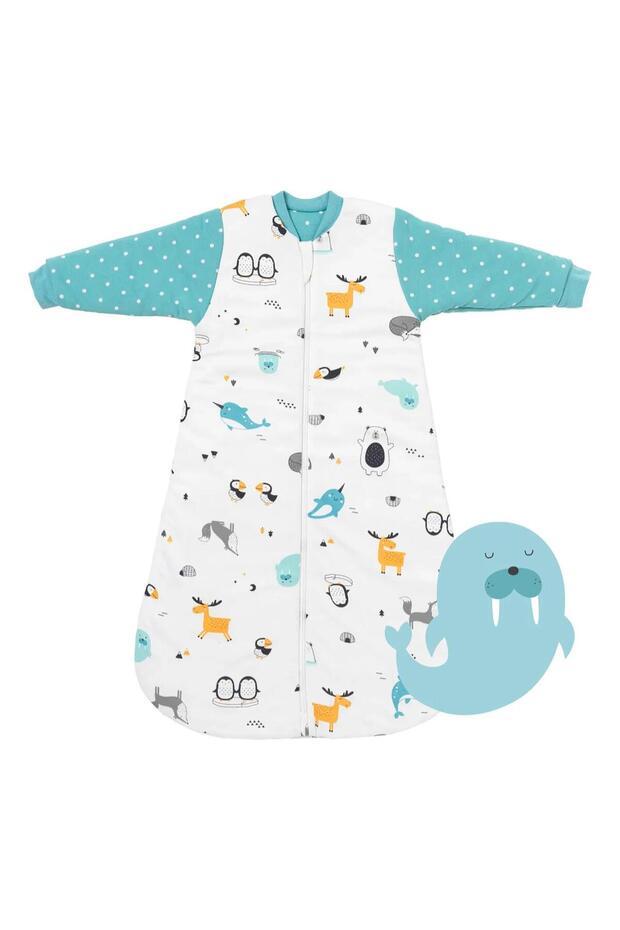 Kundak Çocuk-bebek Uyku Tulum Organik Pamuklu İç Dolgu Polyester-110cm-(2.5-3.5 Tog) - 1