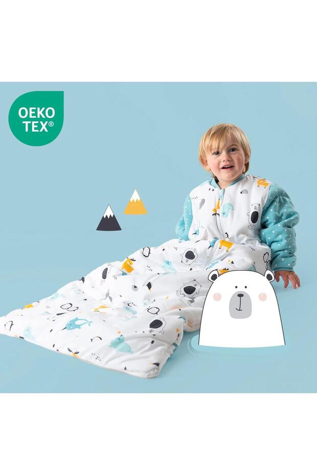 Kundak Çocuk-bebek Uyku Tulum Organik Pamuklu İç Dolgu Polyester-110cm-(2.5-3.5 Tog) - 4