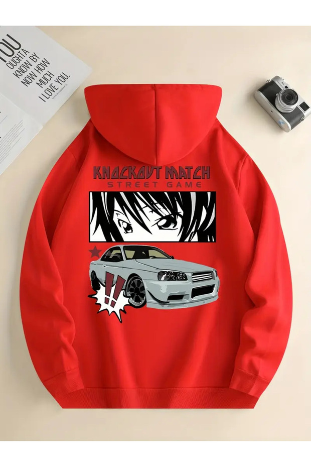 Men's Anime Printed Hooded Trendy Car