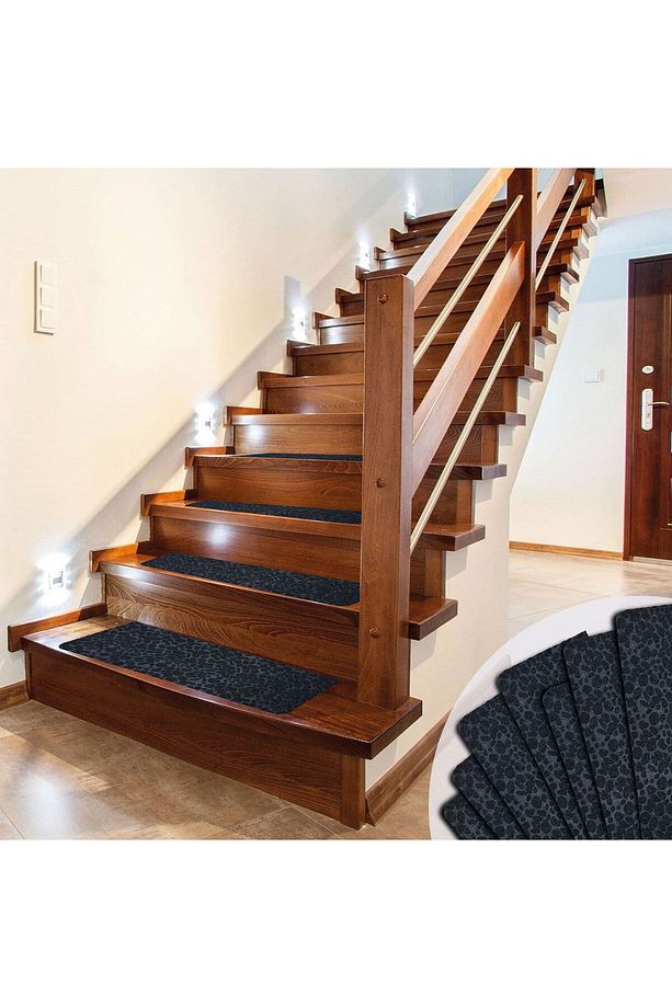 Antrasit Kaydırmaz Keçe Merdiven Matı 22x75 Cm - 7 Adet - 4