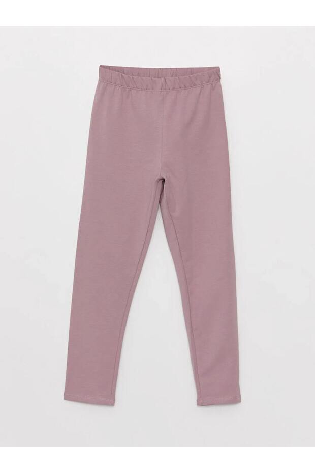 LCW Kids Lila Beli Lastikli Basic Kız Çocuk Uzun Tayt - 3