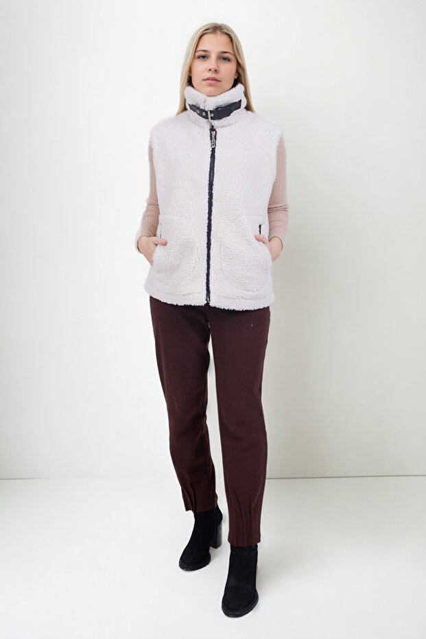 Deri Şeritli Kürk Yelek - 2