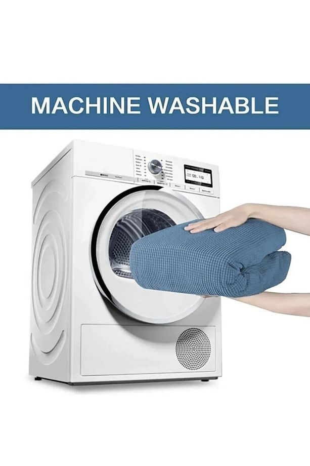 HOME Likrali Streç Lastikli Esnek Yikanabilir Kare Desen 3 Kişilik Likrali Kotuk Örtüsü - 6
