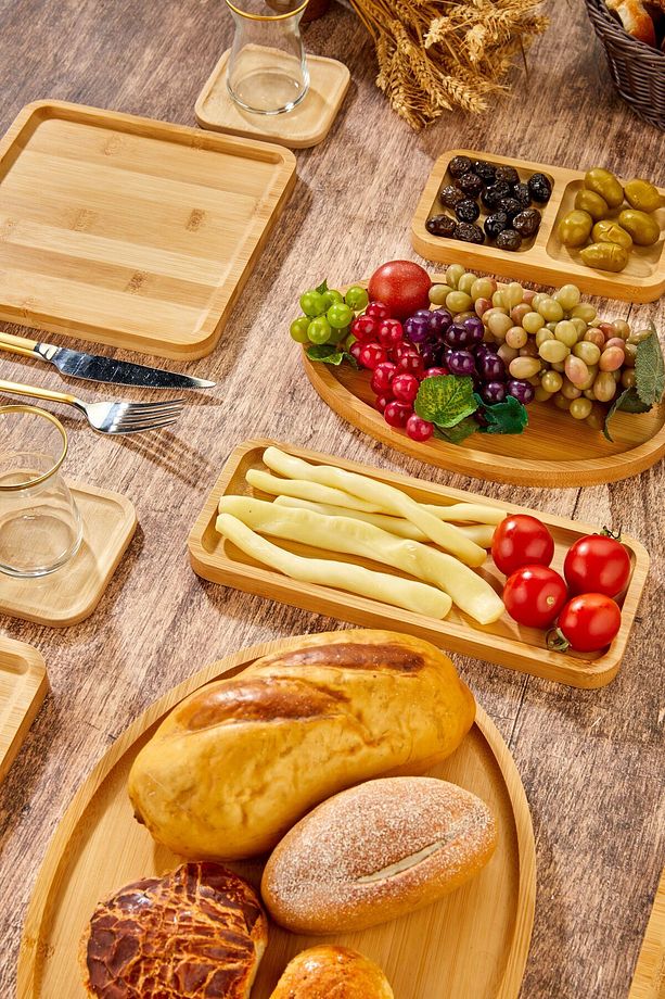 Bambu 19 Parça 6 Kişilik Doğa Serisi Kahvaltı Seti,kahvaltı Takımı,sunum Servis Set Pasta Tabak - 5