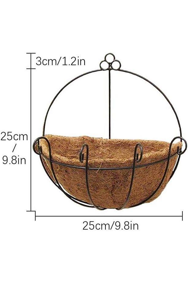 Çiçek Sepeti Duvar Saksısı Kapı Sepeti Coco Elyaf Makreme Saksı 25cm - 8