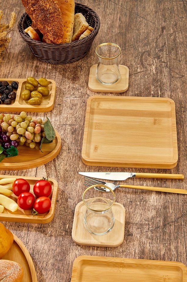 Bambu 19 Parça 6 Kişilik Doğa Serisi Kahvaltı Seti,kahvaltı Takımı,sunum Servis Set Pasta Tabak - 4