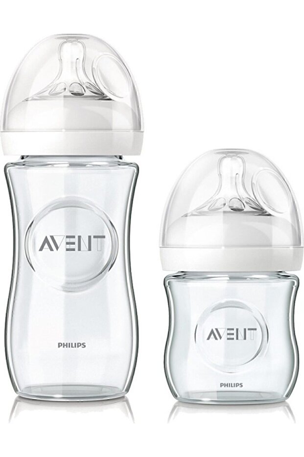 Natural Glass Baby Bottle Set of 2 240-120 ml
