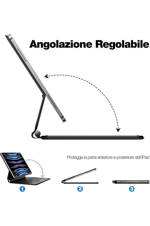 İpad Pro 13 M4 2024/2025 Uyumlu Klavye Magic Keyboard Touchpad Q Akıllı Klavyeli Kılıf -ışıklı - 3