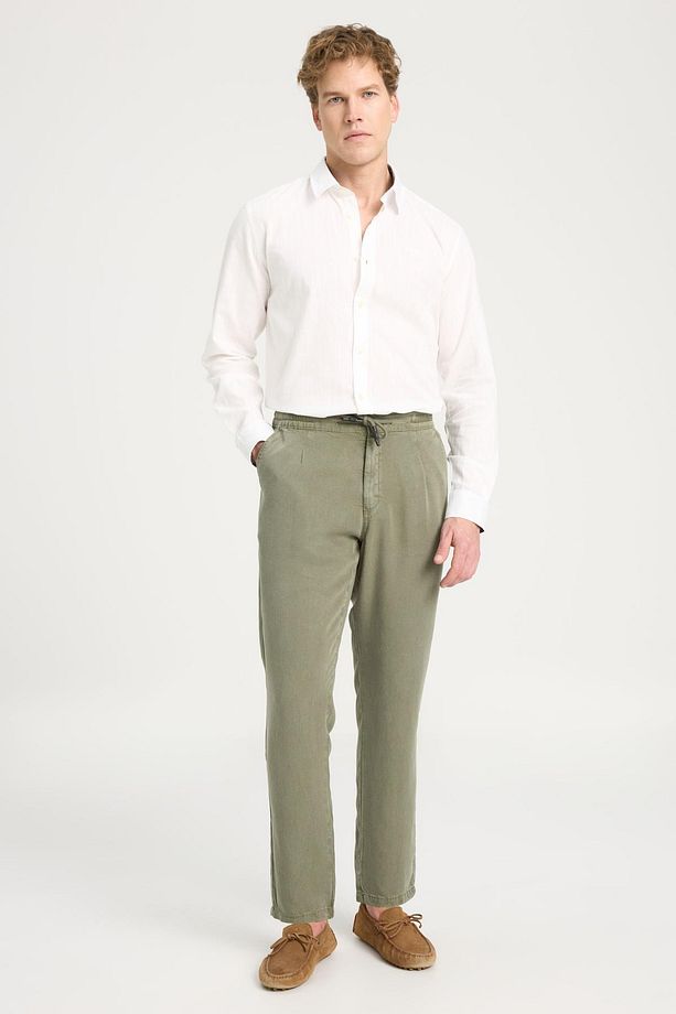 Regular Fit Normal Kesim Normal Bel Düz Paça Erkek Camel Rengi Bağcıklı Chino Pantolon - 1