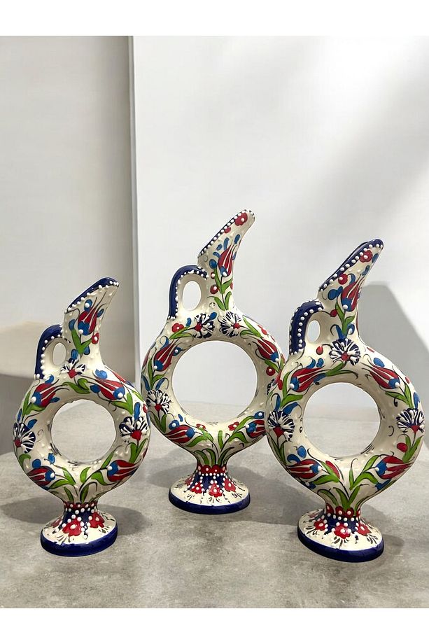 El Yapımı Hitit Vazo - Çini Sanatı Dekoratif Set - 4