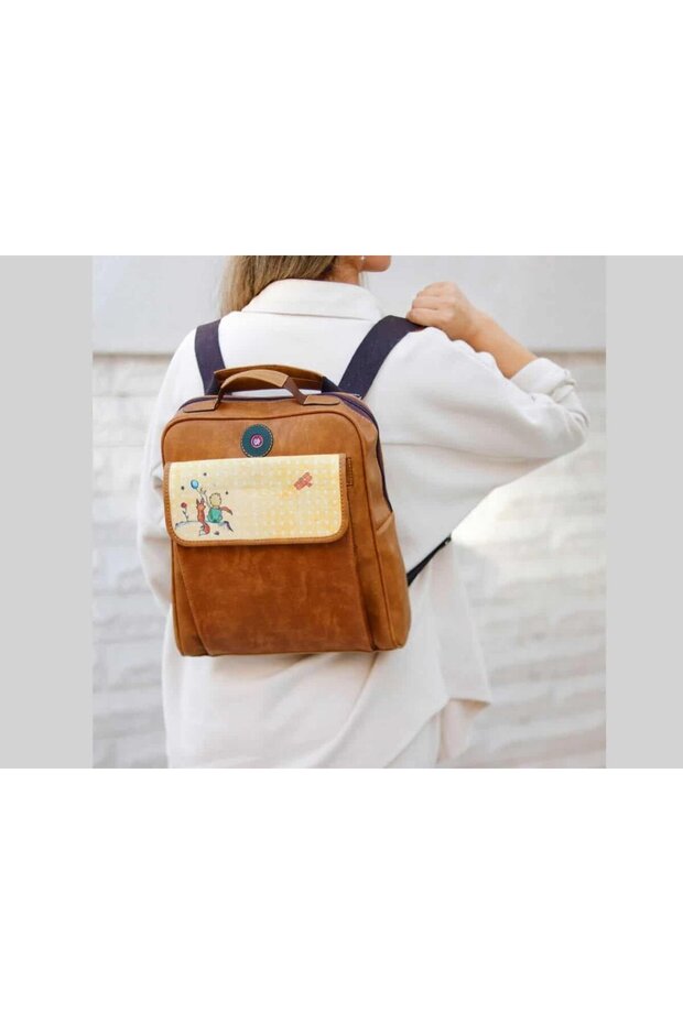 Little Prince Pattern Unisex Bag Both Back and Cross and Hand Ethnic Bohemian Style Tan